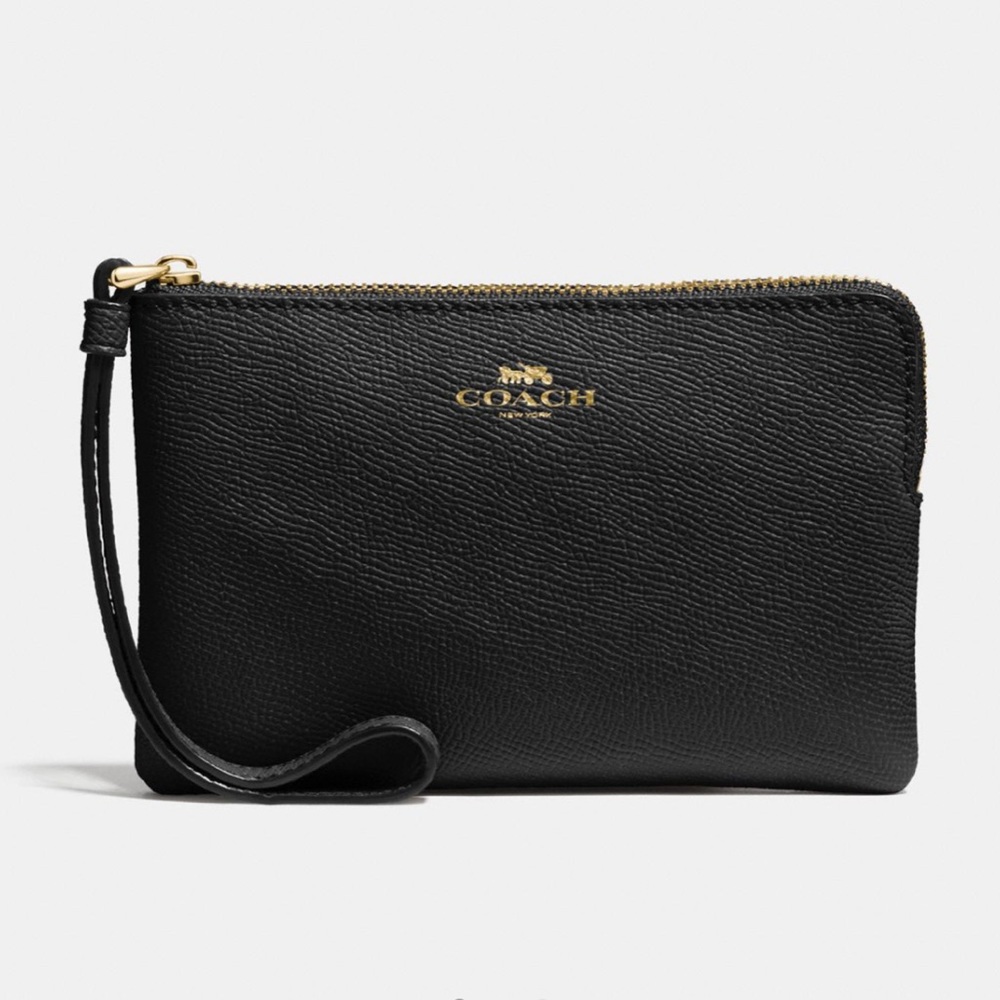 Black Leather Coach Wristlet